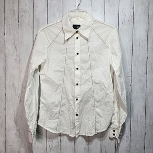 JUST CAVALLI Men's White Cotton Button Up Shirt Embroidered Size 42 US, 52 EU.